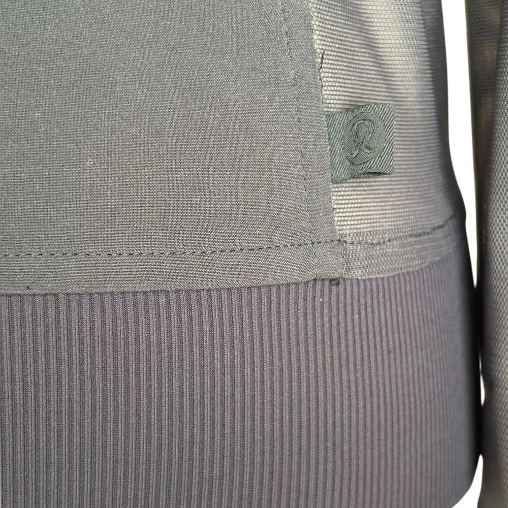 Lululemon Noir Jacket Full Zip Mock Neck Sheer Side Panels Cadet Blue Womens 4